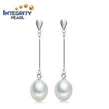 Fashion Freshwater Long Dangle Pearl Earring 8-9mm AAA Traditional Natural Freshwater Pearl Earring